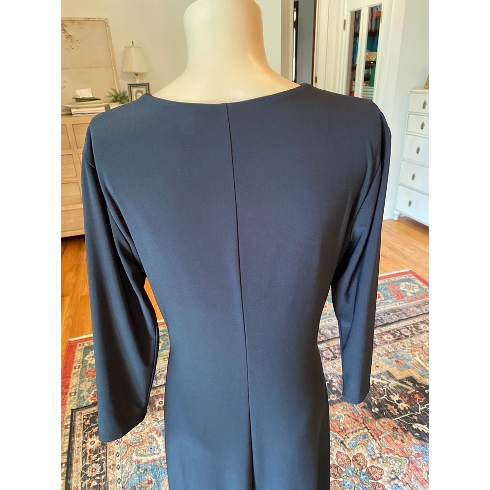 Jones‎ Wear Dress Womens Black V-Neck Rhinestone Ring Long Sleeve Midi Dress 8 - Picture 9 of 11
